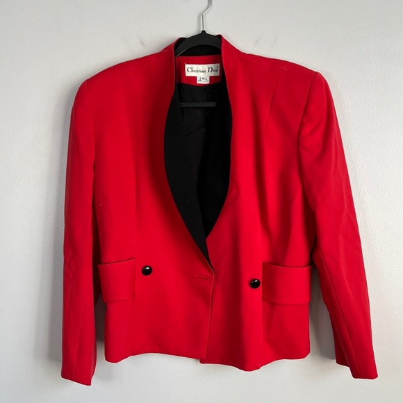 Dior Jackets & Blazers - Vintage Christian Dior Size 12 • Red Blazer.
